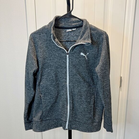 PUMA Collared Jacket Gray Youth 14-16 Long Sleeves Zipper Pockets - Picture 1 of 14